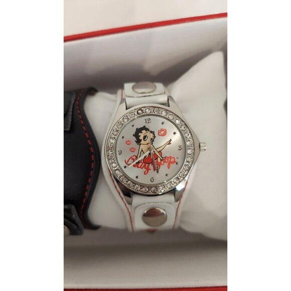 Vinatge Betty Boop Watch W/ Leather Band Set of 3 - Red, White And Black